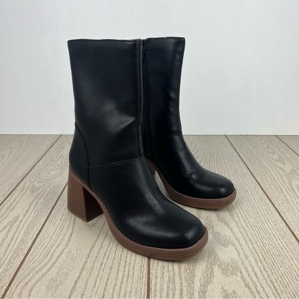 Sun + Stone Women's Aleenn Dress Booties 8.5M Black Smooth $90